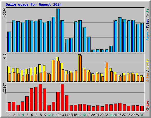 Daily usage for August 2024