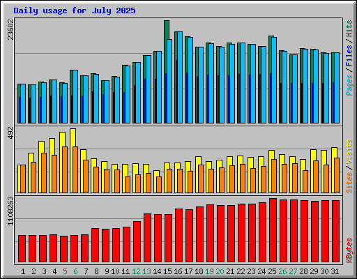 Daily usage for July 2025