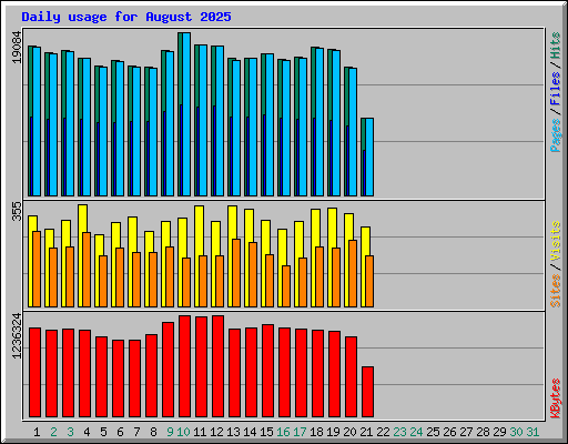 Daily usage for August 2025